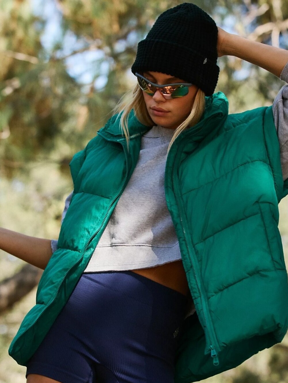 FP Movement by Free People Forest Green Active Jacket with Branded Trim